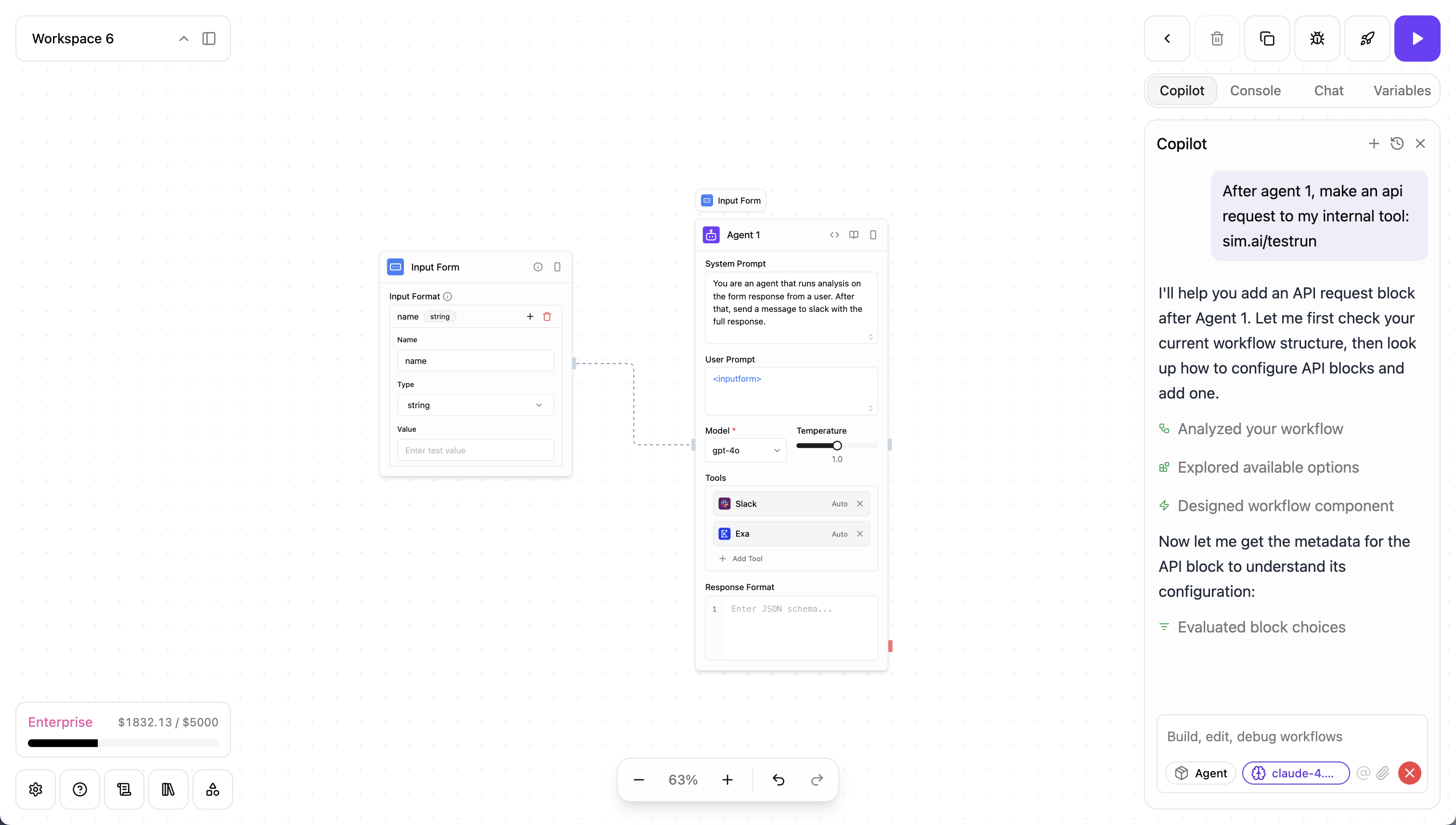 Syntherion AI Copilot assisting with workflow development